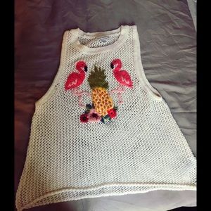 American Eagle Flamingo & Pineapple Top